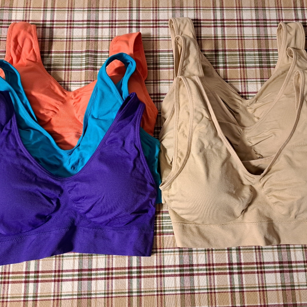 6 Geniebras -  Women's Intimates Set - Purple, Orange, Blue, Tan